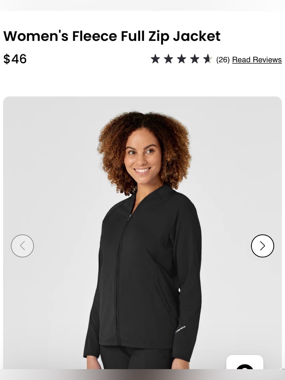 WonderWink Black Scrub Jacket with Printed Interior Label